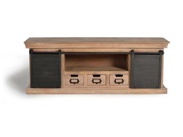 GINER Y COLOMER Mueble de TV de madera de mango y metal natural y gris